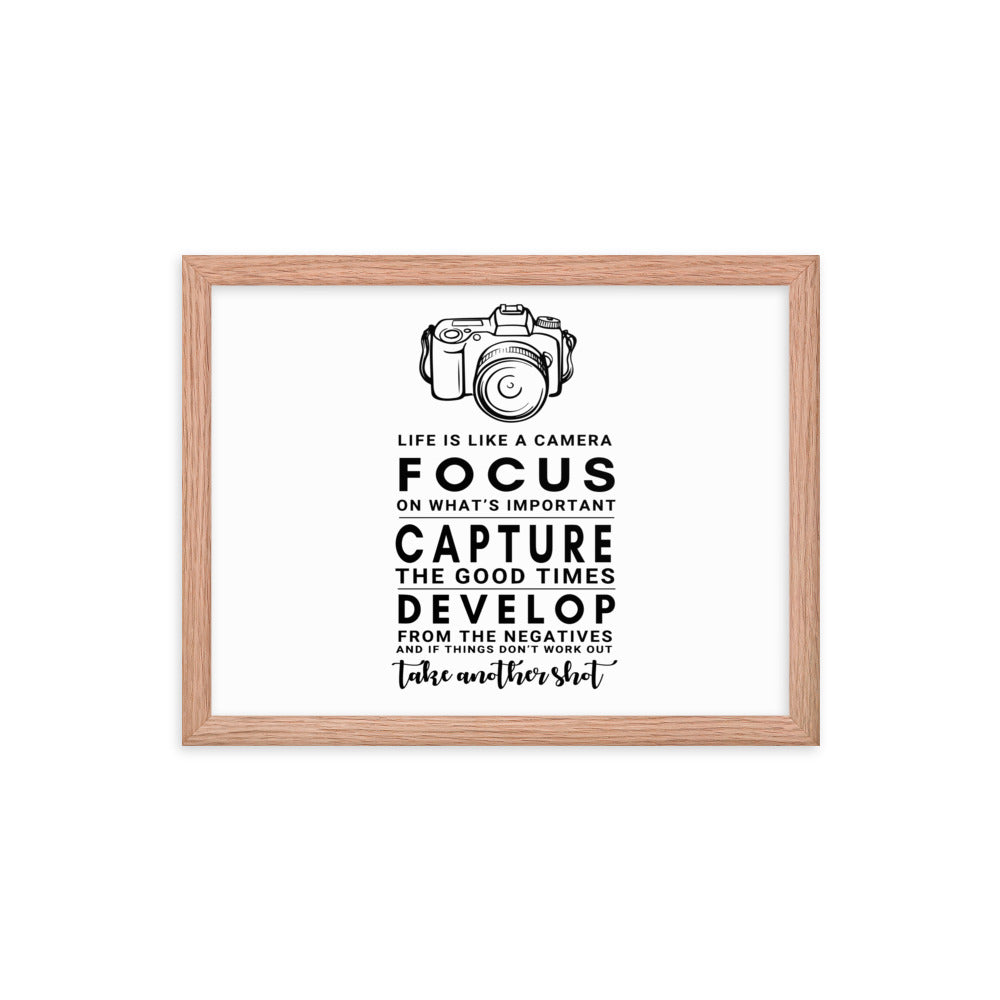 Life  Is Like A Camera Focus On What's Important Capture The Good Time Develop From..  Poster