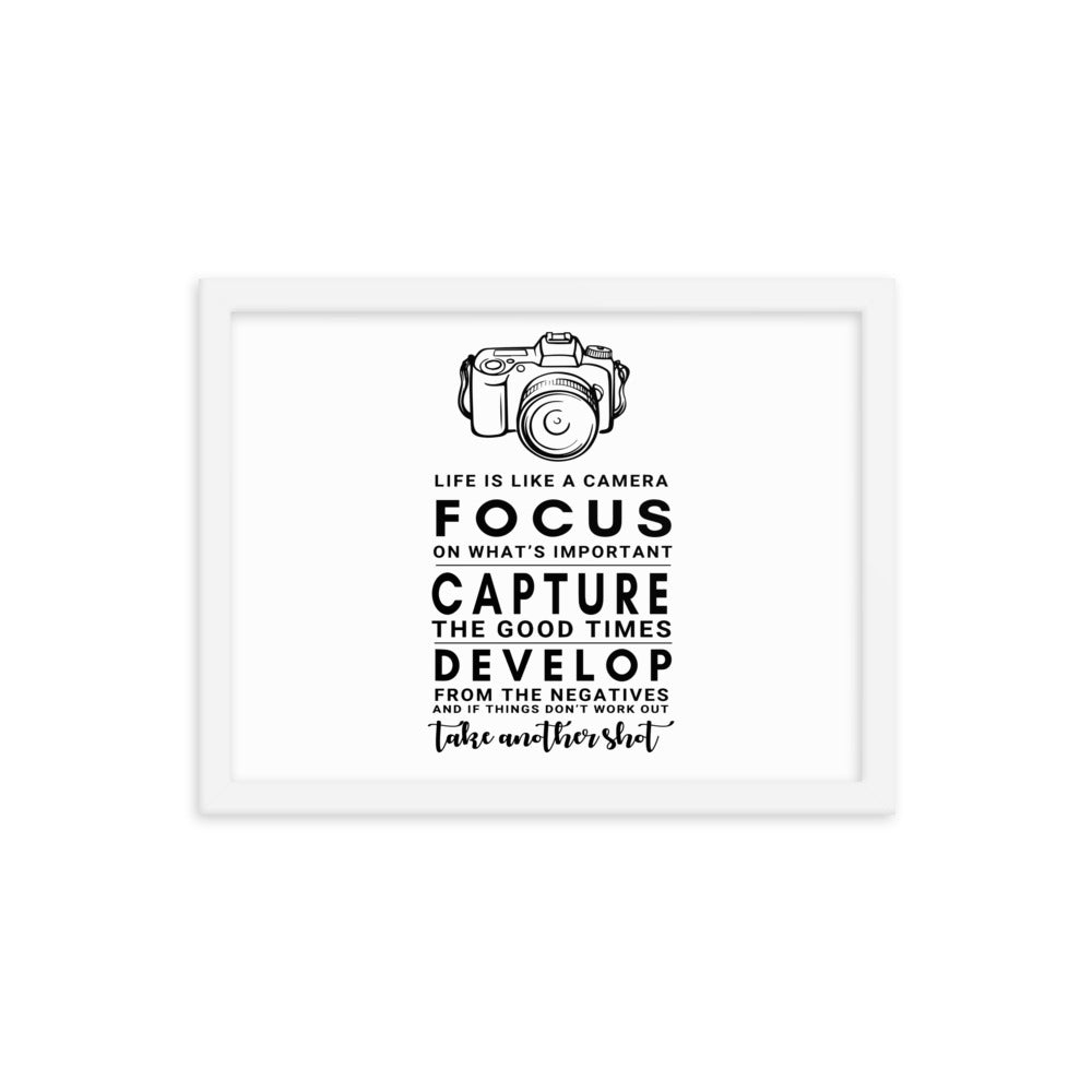 Life  Is Like A Camera Focus On What's Important Capture The Good Time Develop From..  Poster